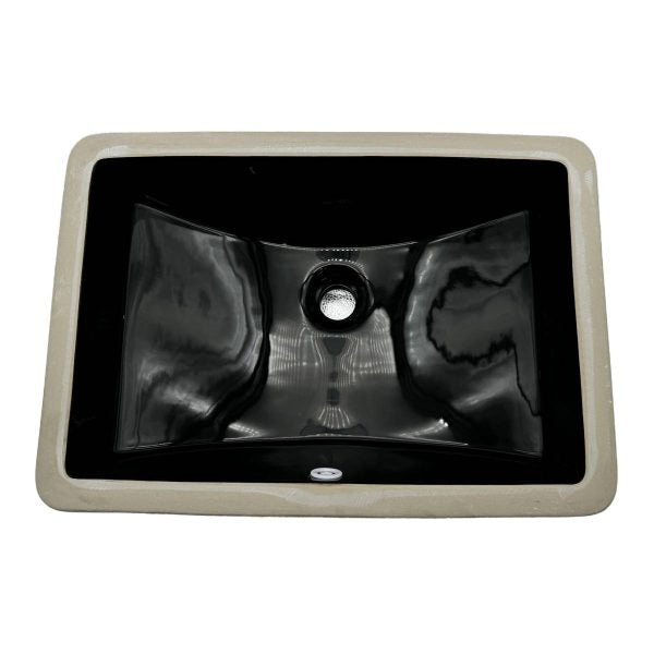 Oakland 18″ x 12″ Black Rectangular Undermount Ceramic Bathroom Sink with Overflow Drain – Model# LVU1812BK