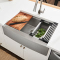 Verona Ruvati 36-inch Apron-front Workstation Farmhouse Kitchen Sink 16 Gauge Stainless Steel Single Bowl – Model # RVH9300