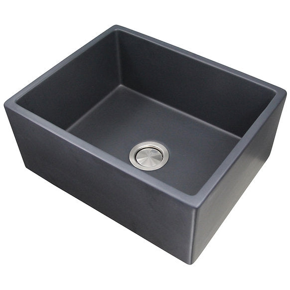 Nantucket Sinks - 23" Farmhouse Fireclay Sink With A Glazed Finish In Matte Black Model# FCFS2418S- MatteBlack