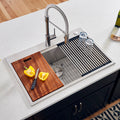 Siena Ruvati 33" x 22" Workstation Ledge Drop-in 16 Gauge Rounded Corners Stainless Steel Kitchen Sink Single Bowl – Model # RVH8003