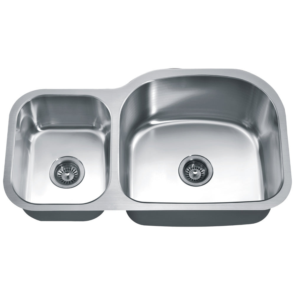 Dawn 35" Undermount Unequal Double Bowl Stainless Steel Kitchen Sink Model #ASU107L