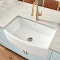 Fiamma Model: RVL2398WH Ruvati 33 inch Fireclay White Farmhouse Kitchen Sink Bow Front Curved Apron Single Bowl – RVL2398WH