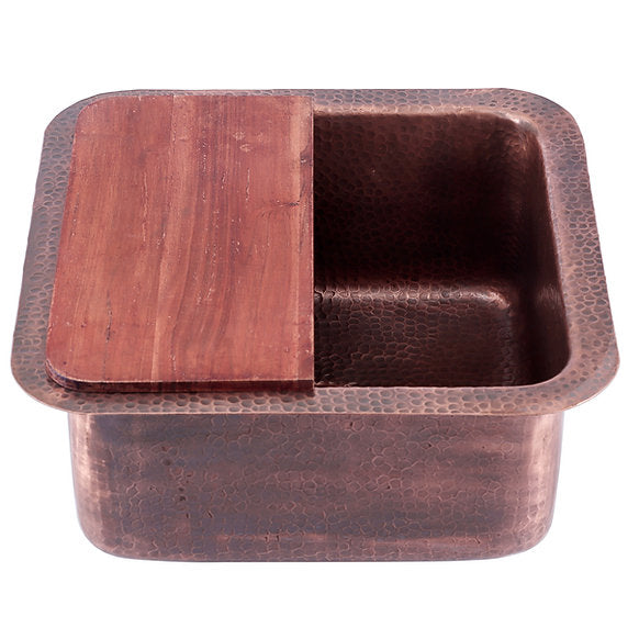 Nantucket Sinks - Hand Hammered Copper Square Dual Mount Bar/Prep Sink Model# SQRC-7PS