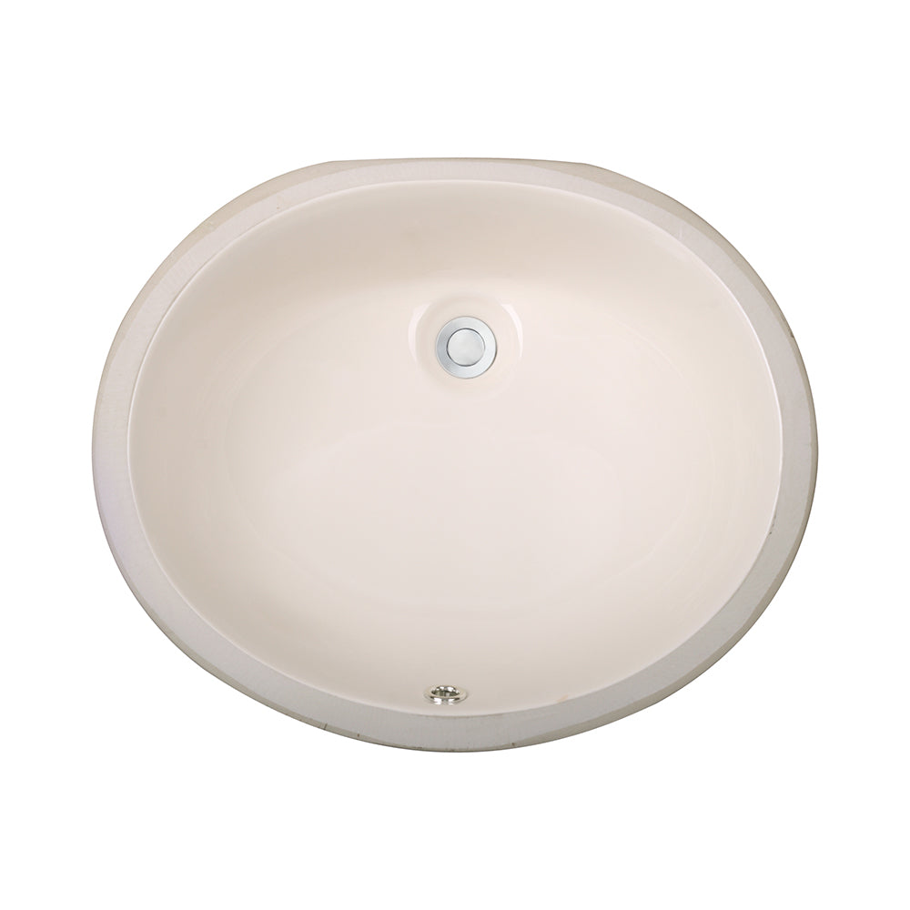 Oakland 17″ x 14″ Biscuit Oval Undermount Ceramic Bathroom Sink with Overflow Drain – Model# LVU1714B