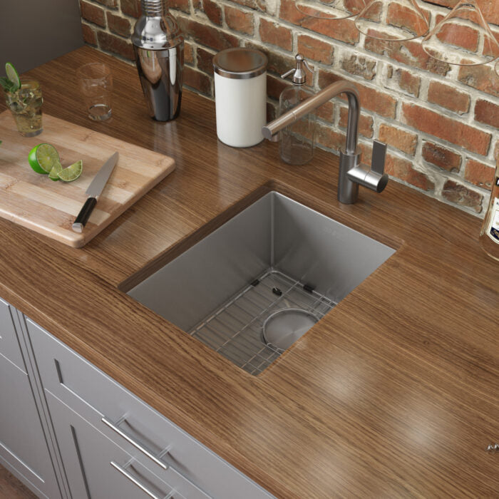 Gravena Ruvati 10" Undermount Bar Prep 16 Gauge Kitchen Sink Round Corners Stainless Steel Single Bowl – Model# RVH7010