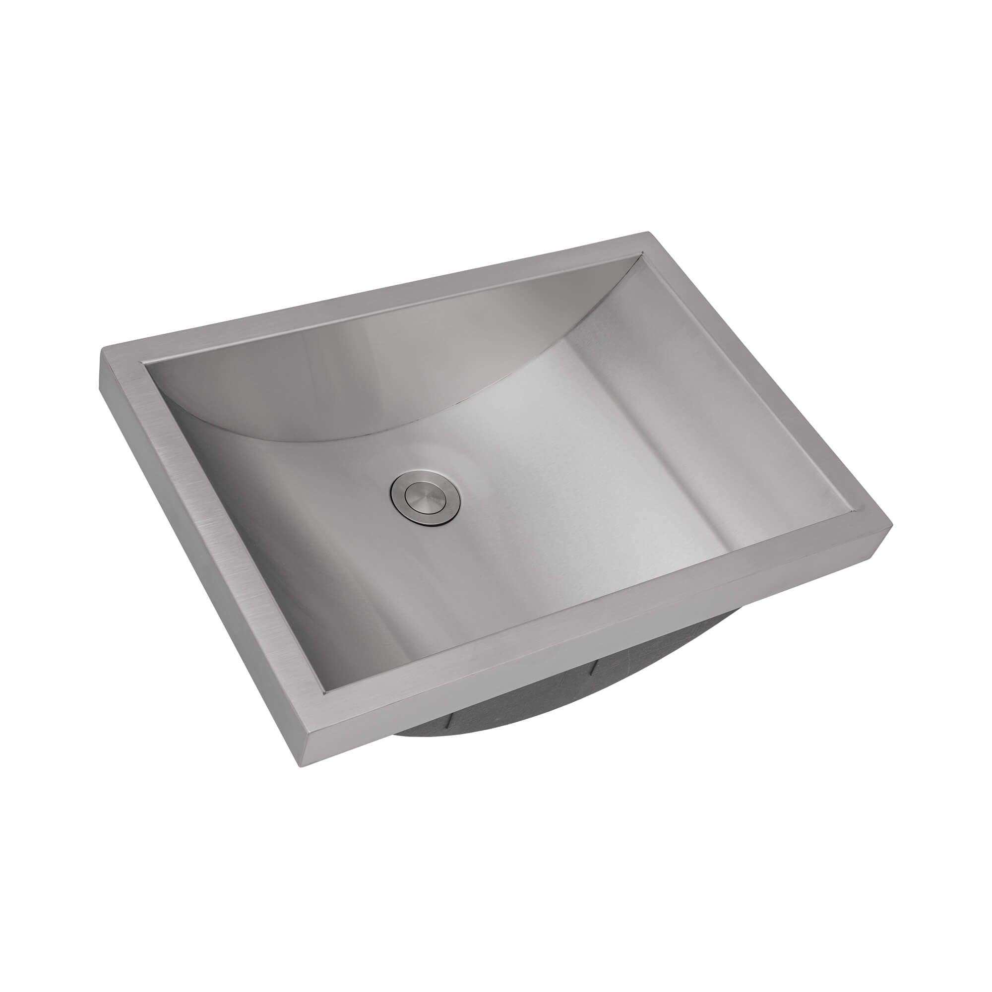 Ariaso Ruvati 20 x 14 inch Semi-Recessed Drop-in Topmount Brushed Stainless Steel Rectangular Bathroom Sink – Model# RVH6211ST