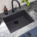 epiGranite Model: RVG2023BK Ruvati 23 x 17 inch Granite Composite Quartz Undermount Single Bowl Wet Bar Prep Sink – Midnight Black – RVG2023BK