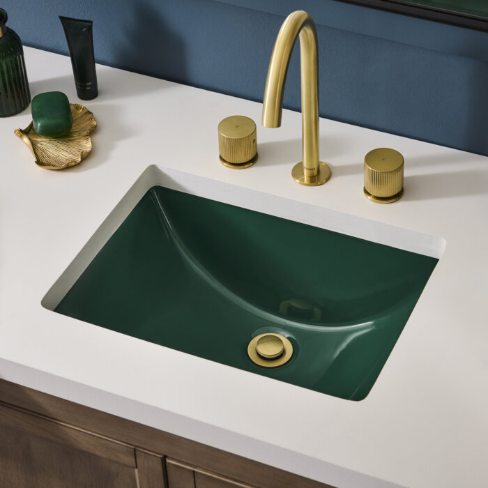 Krona Model: RVB0720EG Ruvati 18 x 12-3/4 inch Undermount Bathroom Sink Emerald Green Rectangular Porcelain Ceramic with Overflow – RVB0720EG
