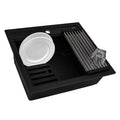 epiCube Model: RVG1622BK Ruvati 23-inch epiCube Granite Composite Quartz Workstation Matte Black Drop-in Topmount Wet Bar Prep Sink – RVG1622BK
