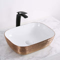 Pietra Ruvati 20" x 16" Bathroom Vessel Sink Rose Gold Decorative Art Above Vanity Counter White Porcelain Ceramic – Model# RVB2016WR
