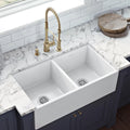 Fiamma Model: RVL2311WH Ruvati 33 x 18 inch Fireclay Farmhouse Apron-Front Kitchen Sink Double Bowl – White – RVL2311WH