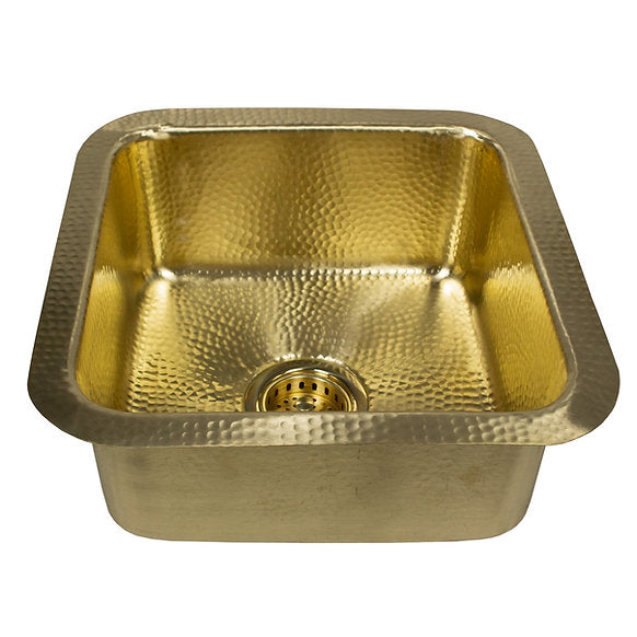 Nantucket Sinks - Matte Finish Hammered Brass Square Dual-mount Bar Sink Model #SQRB-7MF