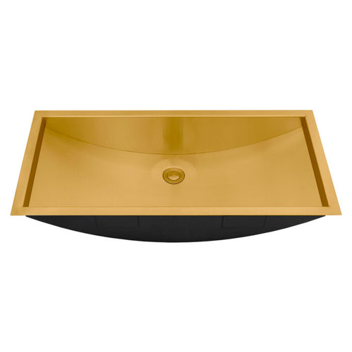 Ariaso 34" x 14" Brushed Gold Rectangular Bathroom Sink Undermount – Model# RVH6134GG