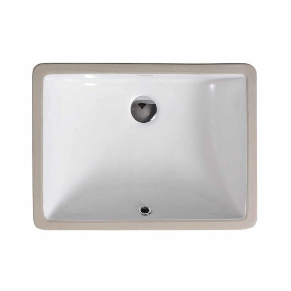 Oakland 18″ x 13″ White Rectangle Undermount Ceramic Bathroom Sink with Overflow Drain – Model# LVU1813W