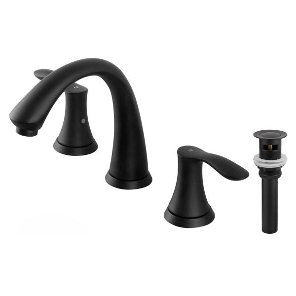 Oakland Wide Spread Bathroom Sink Faucet with Pop Up Drain in Matte Black Model# KSB8232MB