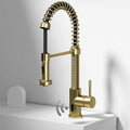 VIGO - Edison 19" Single Handle Smart Pull-Down Touchless Kitchen Faucet With Spring In Matte Brushed Gold Finish Model# VG02001MGS