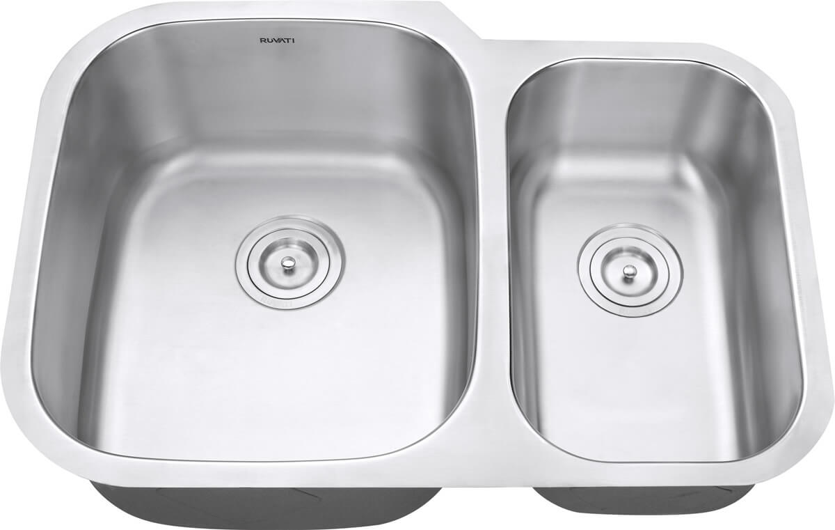 Parmi Model: RVM4500 Ruvati 29-inch Undermount 60/40 Double Bowl 16 Gauge Stainless Steel Kitchen Sink – RVM4500