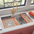 Dual Tier Ruvati 36-inch Workstation Dual Tier Ledge Kitchen Sink Undermount 16 Gauge Stainless Steel – Model # RVH8277