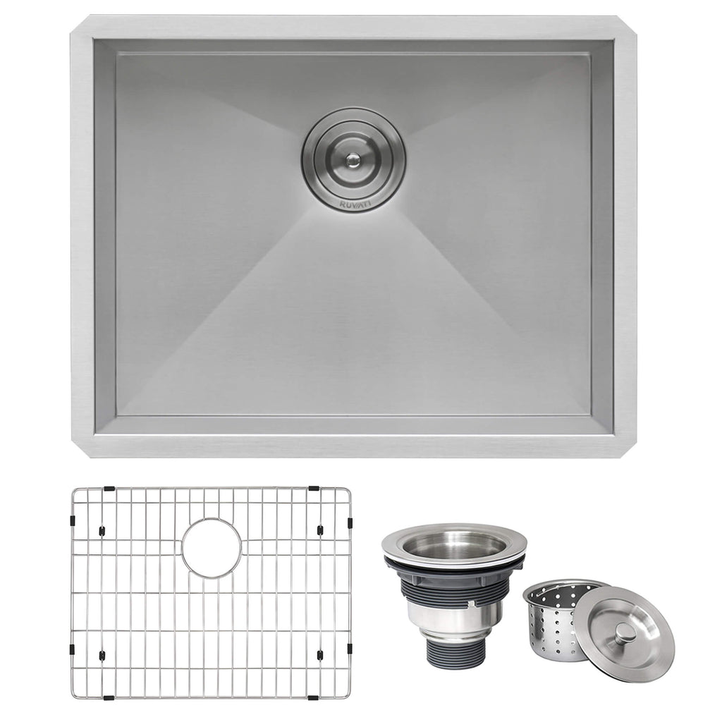 Nesta Ruvati 23" Undermount 16 Gauge Zero Radius Kitchen Sink Stainless Steel Single Bowl – Model# RVH7100