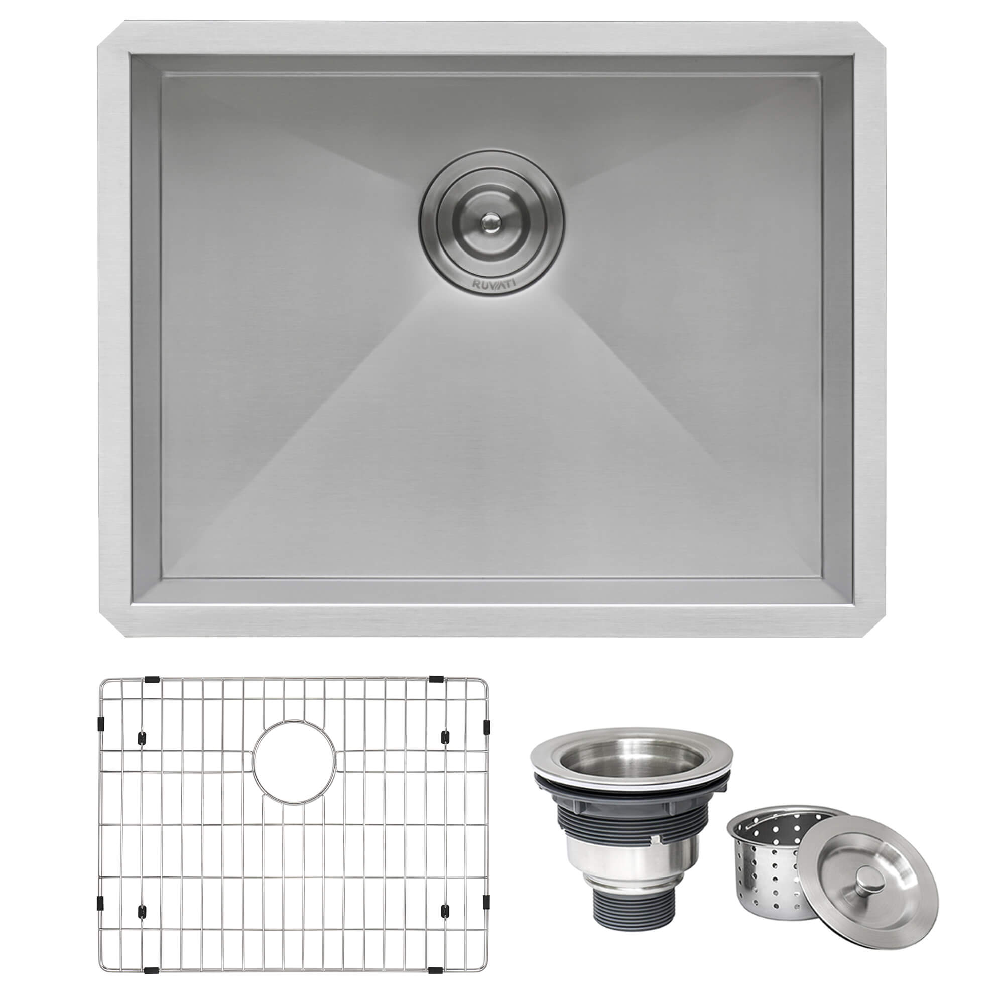 Nesta Ruvati 23" Undermount 16 Gauge Zero Radius Kitchen Sink Stainless Steel Single Bowl – Model# RVH7100