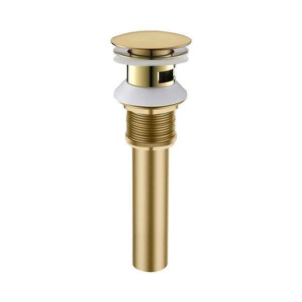 Oakland Bathroom Sink Drain Push Style Pop-Up with Overflow in Satin Gold Finish Model# KSPOP-07