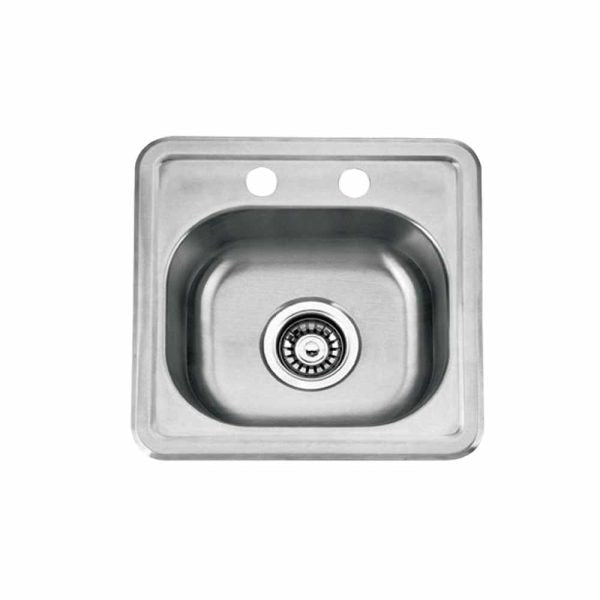 Oakland 15″ Drop-In Top Mount Stainless Steel Single Bowl Bar/Prep Sink with 2 Holes Model# KST15156B-2