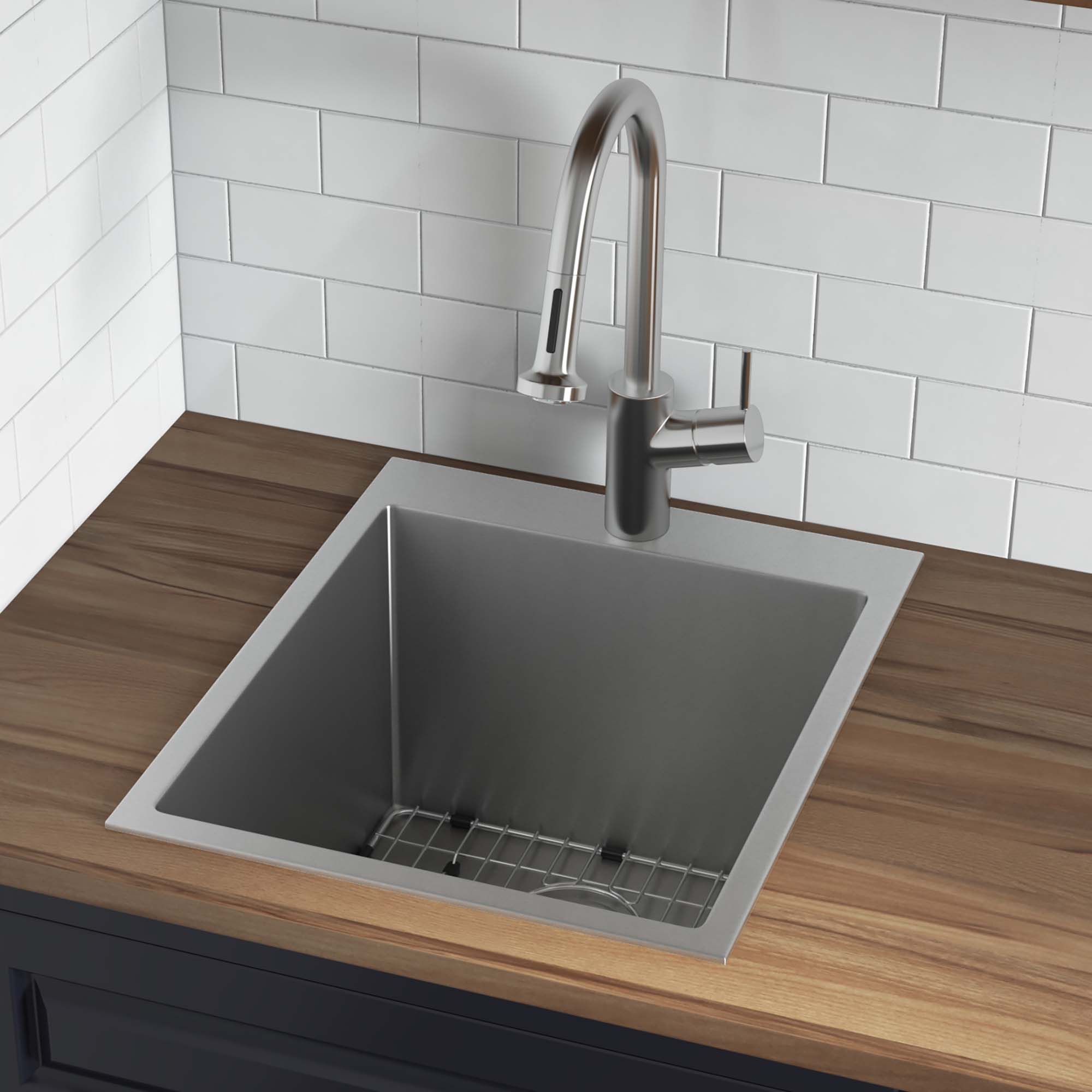 Forma Pro Ruvati Top Mount Laundry Utility Sink 18" x 22" x 12" Rounded Corners Deep 16 Gauge Stainless Steel – Model# RVU6018