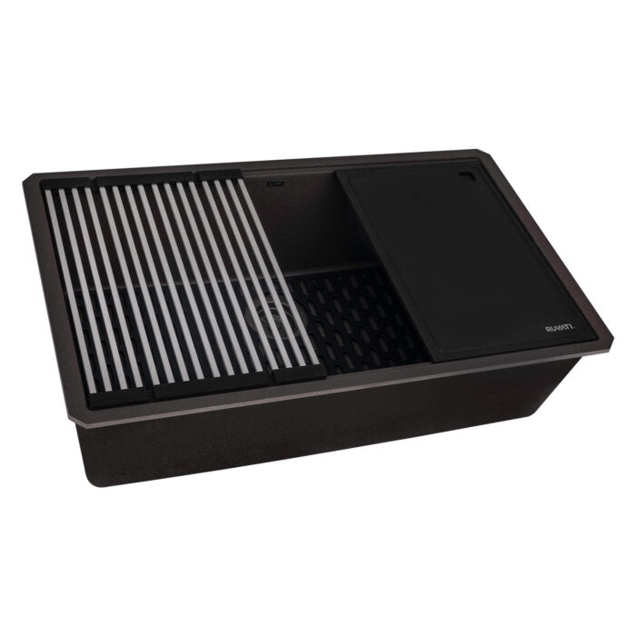 epiStage Model: RVG2306ES Ruvati 33-inch Granite Composite Quartz Undermount Workstation Kitchen Sink Espresso – RVG2306ES