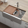 Dual Tier Model # RVH9222 Ruvati 33" Workstation Two-Tiered Ledge Kitchen Sink Apron-Front 16 Gauge
