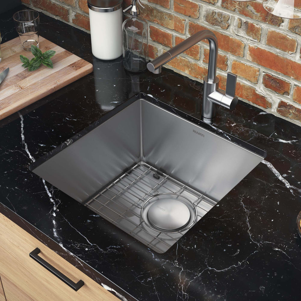 Gravena Ruvati 18" Undermount Bar Prep 16 Gauge Kitchen Sink Round Corners Stainless Steel Single Bowl – Model# RVH7118