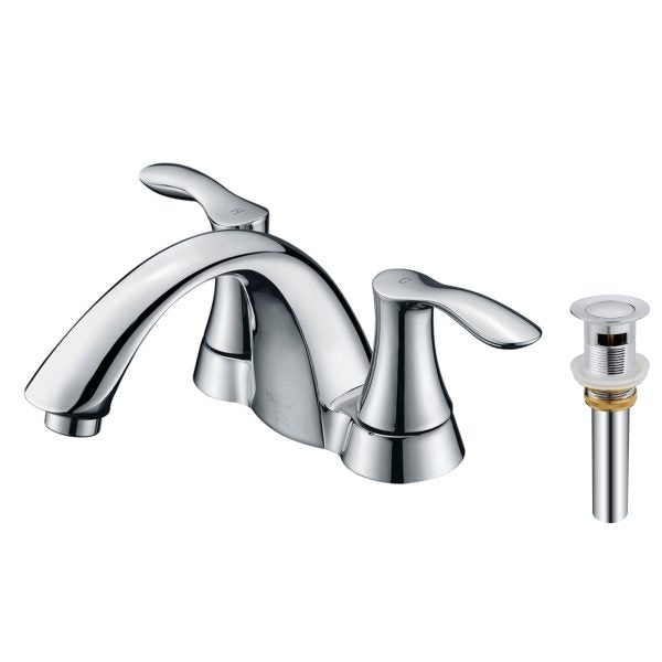 4″ Center Set Two Handles Bathroom Sink Faucet with Pop Up Drain in Chrome Model# KSB4232C