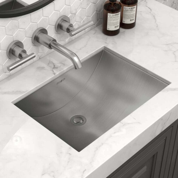 Ariaso  Ruvati 16" x 13" Brushed Stainless Steel Rectangular Bathroom Sink Undermount – Model# RVH6106ST