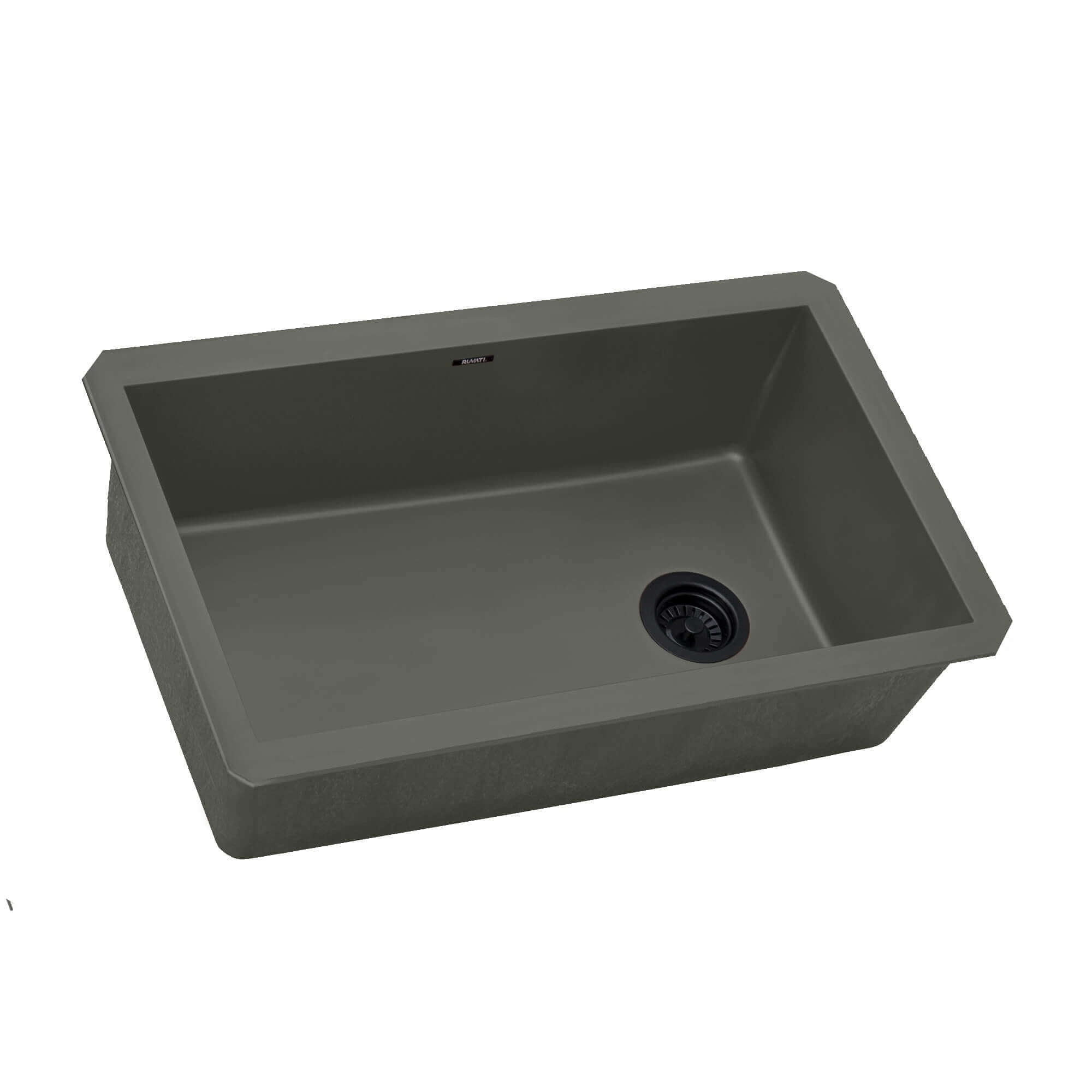 epiGranite Model: RVG2033RN Ruvati 32 x 19 inch epiGranite Undermount Granite Composite Quartz Single Bowl Kitchen Sink – Juniper Green – RVG2033RN