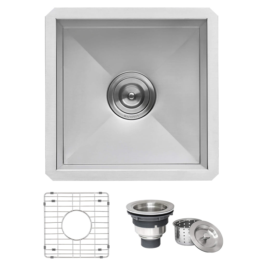 Nesta Ruvati 13 x 15 inch Undermount 16 Gauge Zero Radius Bar Prep Kitchen Sink Stainless Steel Single Bowl – Model# RVH7113