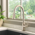Simoni Model: RVF1234BN Ruvati Simoni Stainless Steel Pull Down Kitchen Faucet Single Handle Traditional Gooseneck with Pull Out Sprayer – RVF1234BN