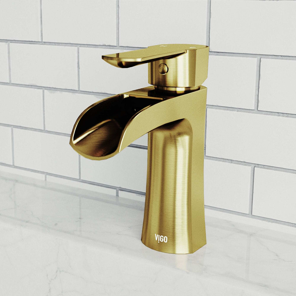 VIGO - Paloma Single Hole Single Handle Open Front Bathroom Faucet In Matte Brushed Gold Model# VG01041MG