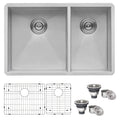 Nesta Ruvati 29-inch Undermount 60/40 Double Bowl Zero Radius 16 Gauge Stainless Steel Kitchen Sink – Model# RVH7200