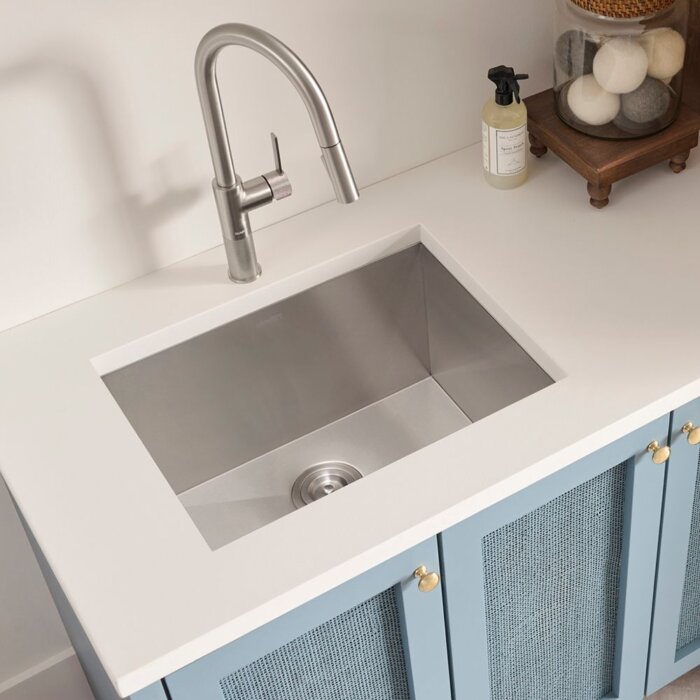 Savona Ruvati 24″ x 18″ x 13″ Deep Laundry Utility Sink Undermount 16 Gauge Stainless Steel – Model# RVU6124