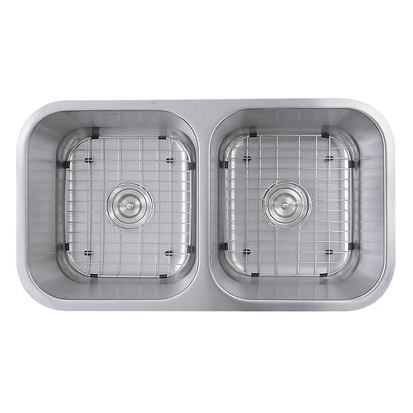 Nantucket Sinks 32-1/2" Double Bowl Equal Undermount Stainless Steel Kitchen Sink, 16 Gauge  Model# NS10i-16
