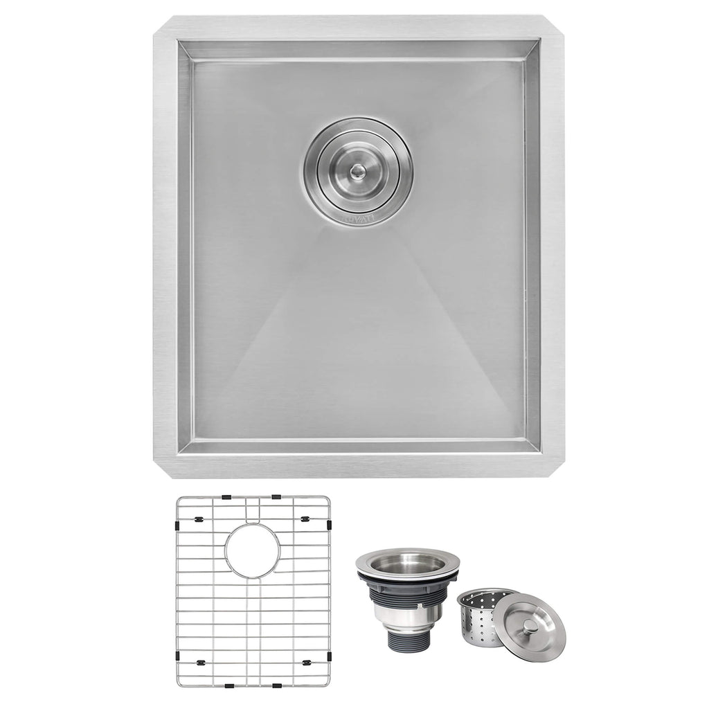 Nesta Ruvati 16-inch Undermount 16 Gauge Zero Radius Bar Prep Sink Stainless Steel Single Bowl – Model# RVH7111
