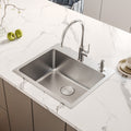 Modena Model: RVM5923 Ruvati 23 x 20 inch Drop-in Topmount Kitchen Sink 16 Gauge Stainless Steel Single Bowl – RVM5923