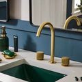 Fabio Model: RVF5238SG Ruvati Fabio Two Handle Widespread Fluted Knob Arc Round Neck Bathroom Faucet in Brushed Gold – RVF5238SG