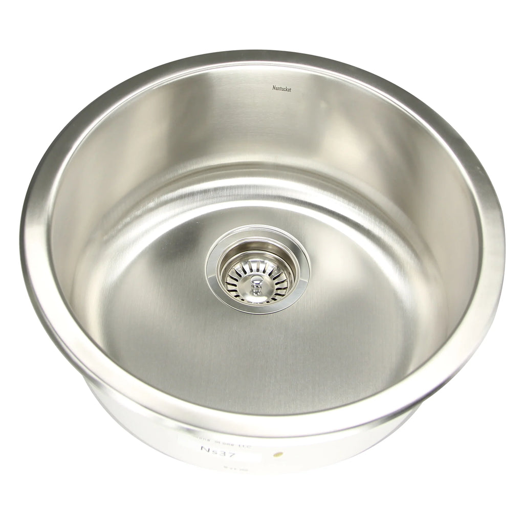 Nantucket Sinks - Round Undermount Stainless Steel Bar/Prep Sink, 18 Gauge Model# NS37