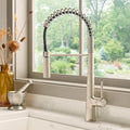 Seneca Model: RVF1232BN Ruvati Seneca Single Handle Pull Down Kitchen Faucet Spot Proof Stainless Steel Modern with Pre-Rinse Sprayer – RVF1232BN