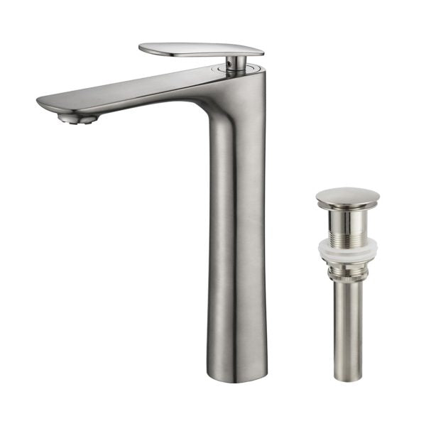 Oakland Single Handle Bathroom Sink Vessel Faucet with Pop Up Drain in Brushed Nickel Model# KSB1102BN