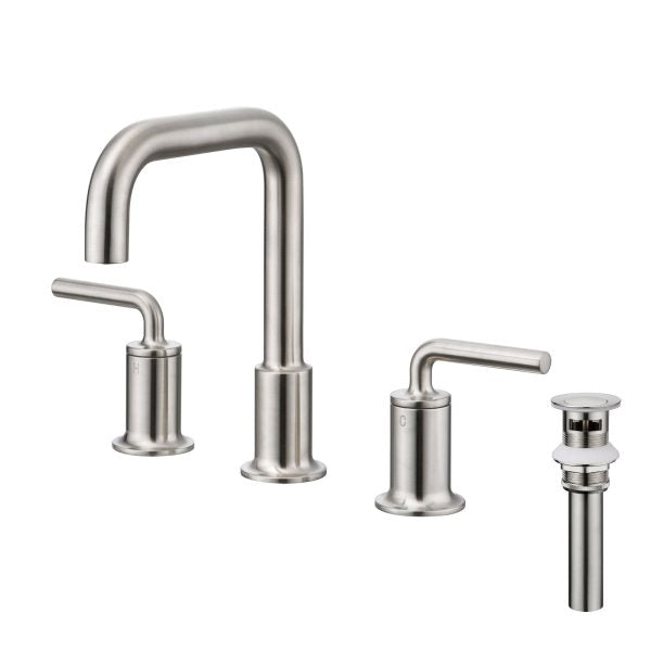 Oakland Wide Spread Bathroom Sink Faucet with Pop Up Drain in Brushed Nickel – Model #KSB8236BN