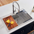 Siena Ruvati 30 x 22 inch Workstation Drop-in Topmount Rounded Corners 16 Gauge Ledge Stainless Steel Kitchen Sink Single Bowl – Model # RVH8030