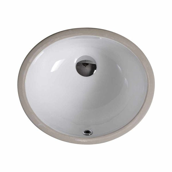 Oakland 13″ x 11″ White Oval Undermount Ceramic Bathroom Sink with Overflow Drain – Model# LVU1311W