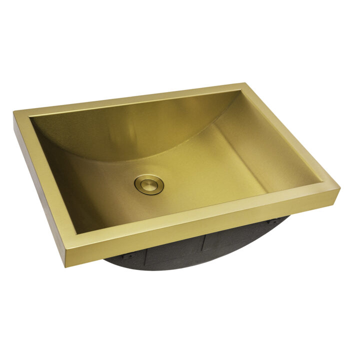Ariaso Ruvati 20" x 14" Semi-Recessed Drop-in Topmount Brushed Gold Rectangular Bathroom Sink – Model# RVH6211GG