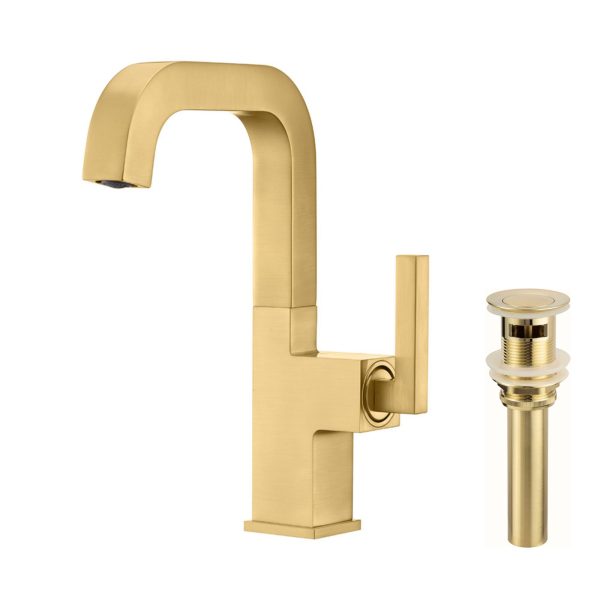 Oakland Single Handle Bathroom Sink Faucet with Pop Up Drain in Satin Gold Model# KSB1142SG